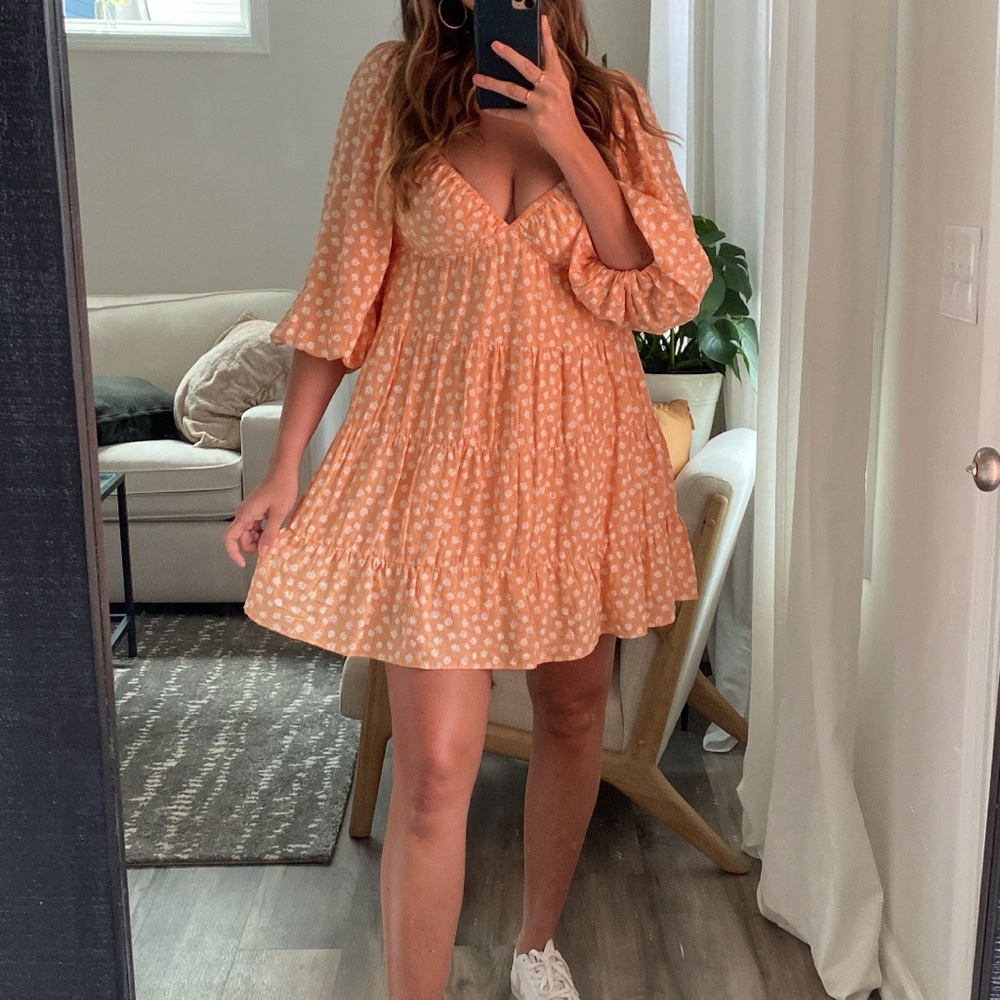 Floral Flowy Dress in Orange